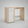 Scrivania da ufficio 120 x 60 x 75 cm in MDF rovere chiaro e bianco rettangolare con cassetto e anta