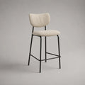 Sgabello da bar in tessuto beige con seduta imbottita e struttura in acciaio nero 45 x 50 x 100 cm