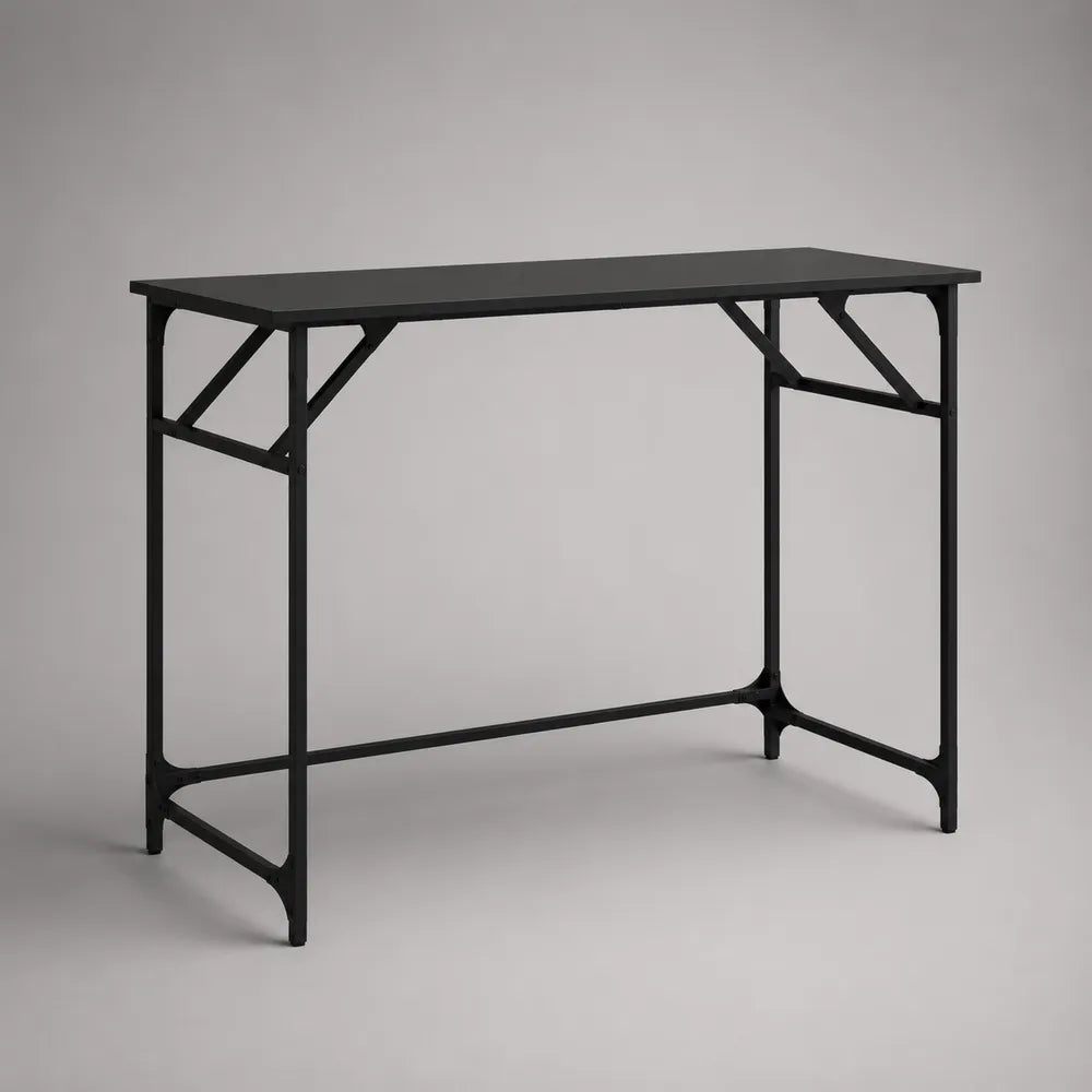 Scrivania rettangolare in MDF nero con struttura in acciaio verniciato 140 x 60 x 75 cm
