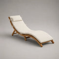 Lettino prendisole da giardino in legno di acacia con cuscino imbottito beige regolabile 200 x 65 x 35 cm